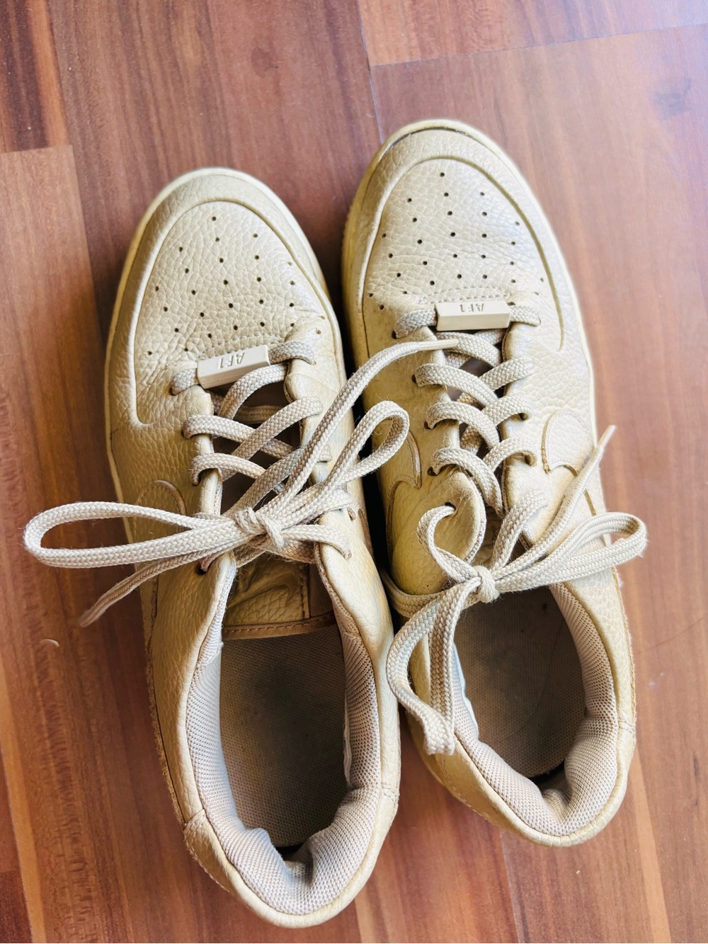 Nike Air Force 1 Casual Leather Sneakers - Beige